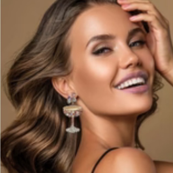 Fashion Earrings by Lisa Pollock Champagne Goblets - Picture 5 of 9